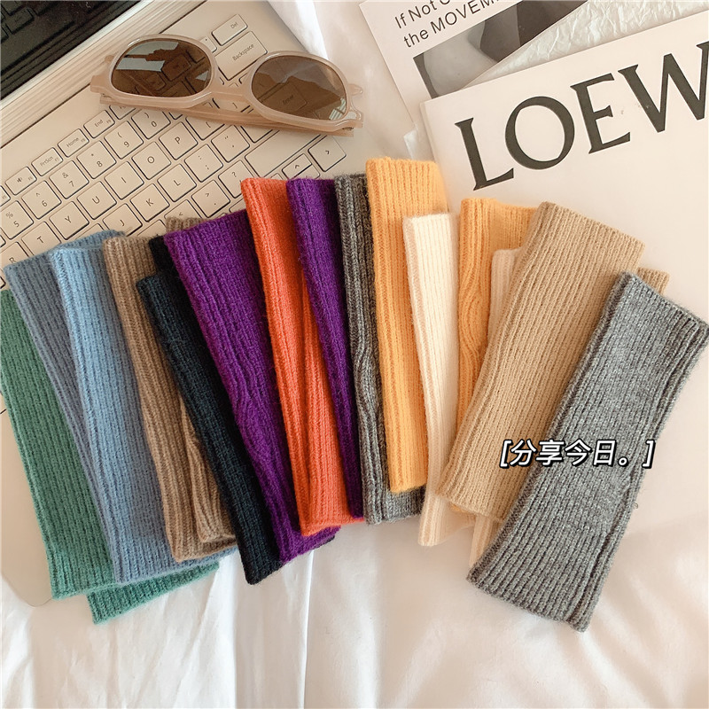 半指手套女冬天可爱女露指韩版冬季加厚保暖毛线半截学生写字护腕