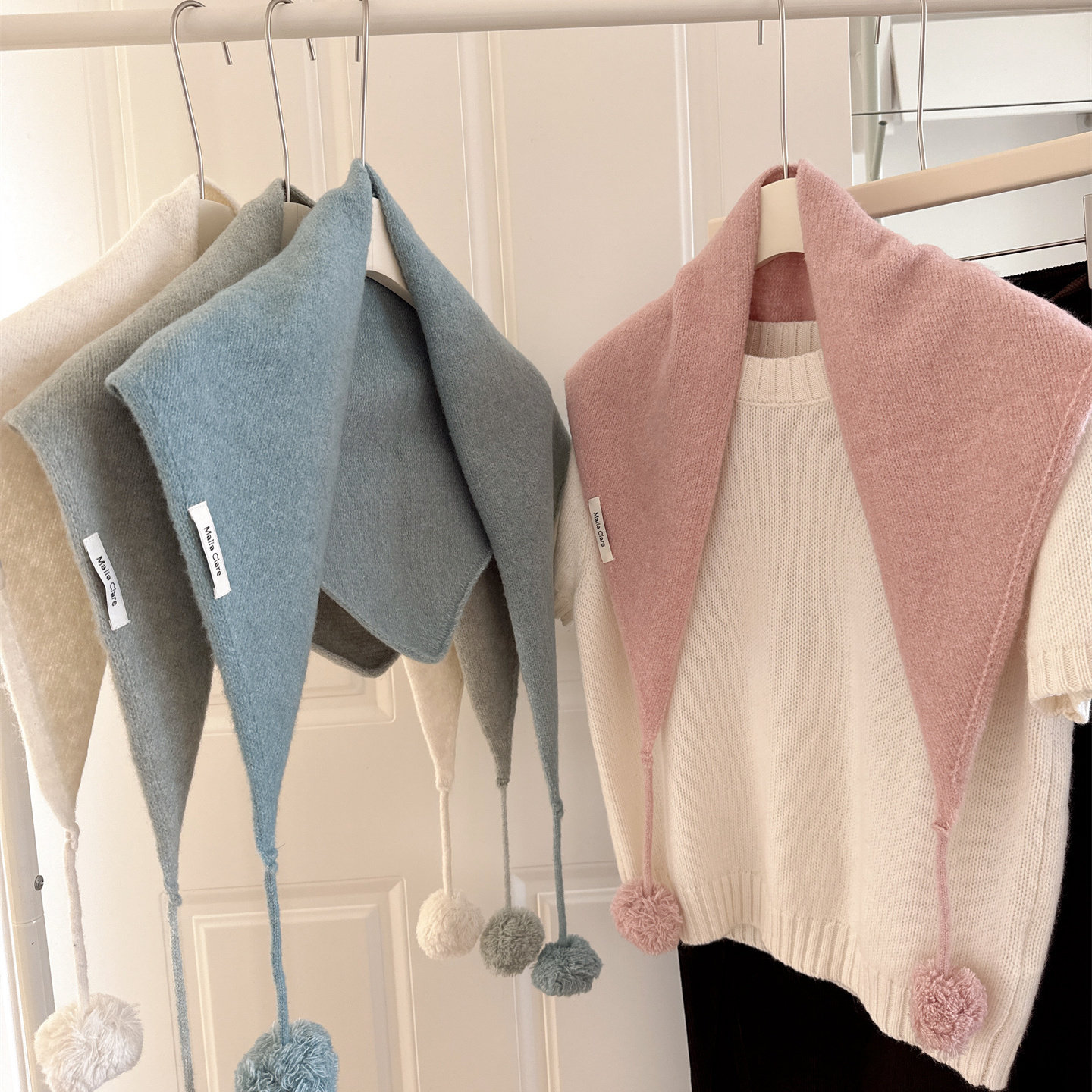 三角巾纯色披肩2025秋冬新款百搭保暖叠搭空调房用多功能围巾披肩