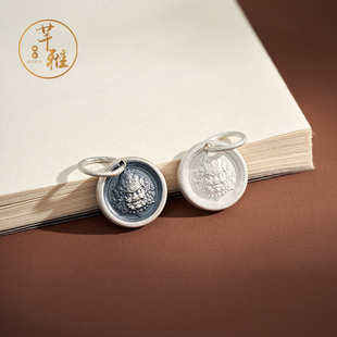 芊雅925银精工黄财财吊坠侧挂DIY手串佛珠星月108侧挂吊坠配件