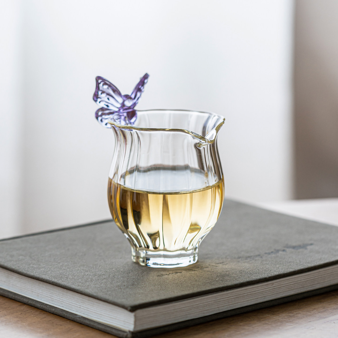 紫蝶花苞玻璃公道杯玻璃茶海高档功夫茶道配件耐高温分茶器