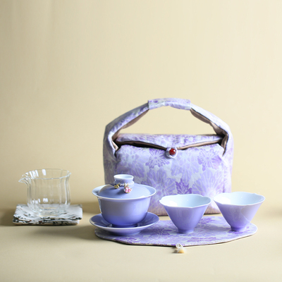 超有韵味的紫色三才盖碗茶具套装