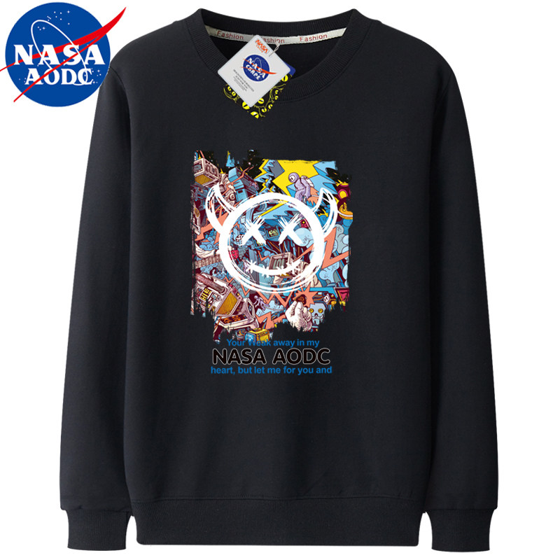 nasa联名美式时尚潮牌宽松卫衣女士秋季百搭休闲纯棉情侣装外套男