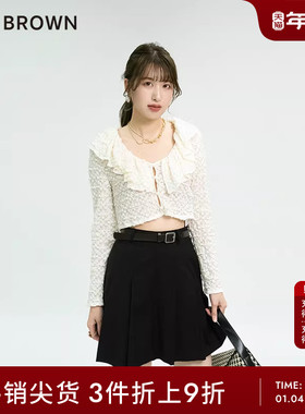 LILY BROWN春夏款 甜美宫廷风荷叶边蕾丝短上衣LWFB231300