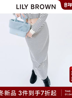 LILY BROWN2025秋冬新品LILY BEAR高腰抽绳直筒半身裙LWCS254053