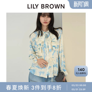 衬衫 荷叶边收腰印花喇叭袖 上衣LWFB261053 BROWN2026春夏新品 LILY