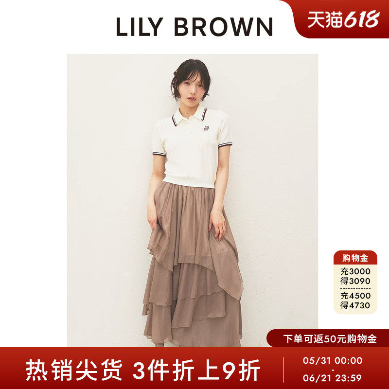LILY BROWN秋冬款简约polo领翻领短袖针织衫上衣LWNT254180