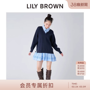 LILY BROWN2026早春新品衬衫拼接假两件A字针织连衣裙LWNO261093