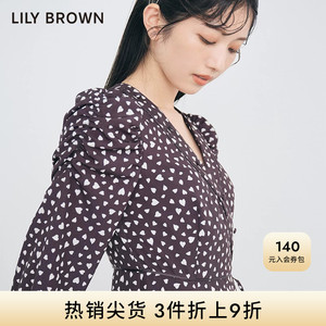 LILY BROWN春夏款 复古印花绑带泡泡袖连衣裙LWFO231017
