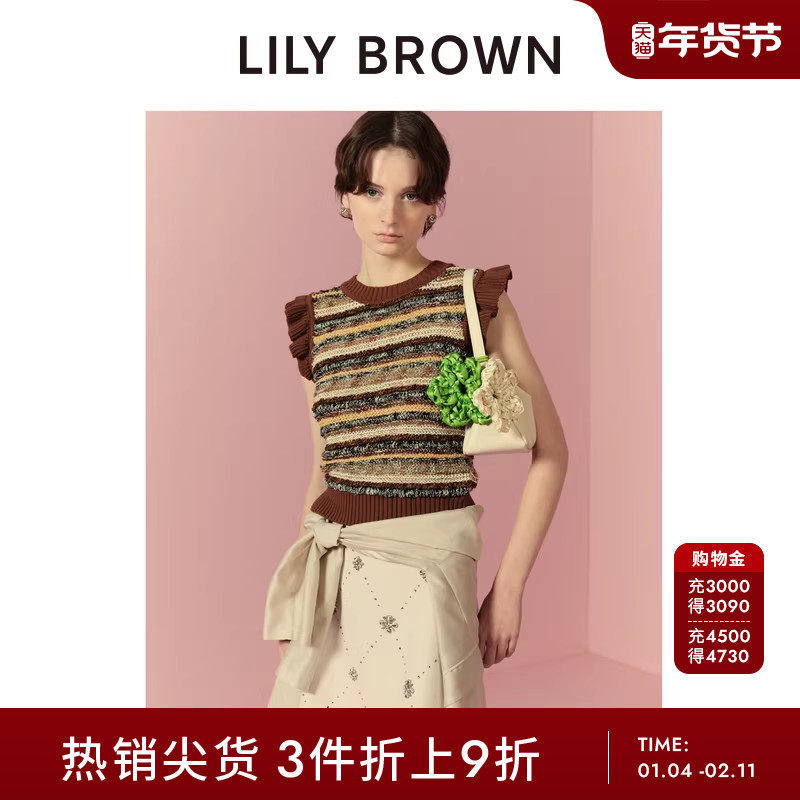 LILY BROWN春夏款复古条纹圆领小飞袖针织衫上衣LWNT252080,女装/女士精品,毛针织衫,淘宝优惠券,粉丝福利购,淘宝优惠卷