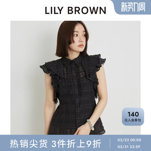 格纹收腰翻领衬衫 甜美小飞袖 LWFT242091 BROWN春夏款 LILY