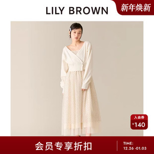 吊带薄纱连衣裙两件套LWNO255055 针织开衫 LILY BROWN2025秋冬新品