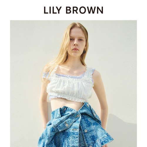 LILYBROWN褶皱短款吊带背心