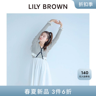 针织开衫 LILY 短款 V领花边袖 上衣LWND252039 BROWN2025春夏新品