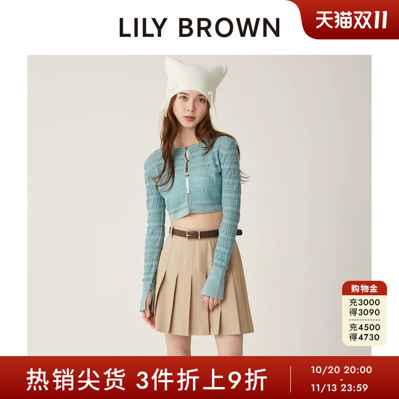 LILY BROWN秋冬款可爱学院风百褶高腰短款半身裙LWFP244014