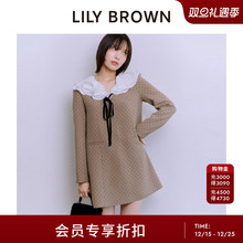LILY BROWN2025秋冬新品甜美荷叶领可拆系带直筒连衣裙LWFO255064