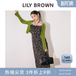 LILY 复古碎花吊带雪纺2件套连衣裙LWFO244089 BROWN秋冬款