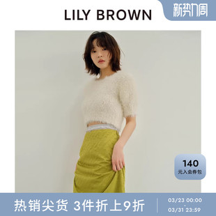 针织衫 LILY 圆领修身 可爱毛绒短款 LWNT244040 BROWN秋冬款