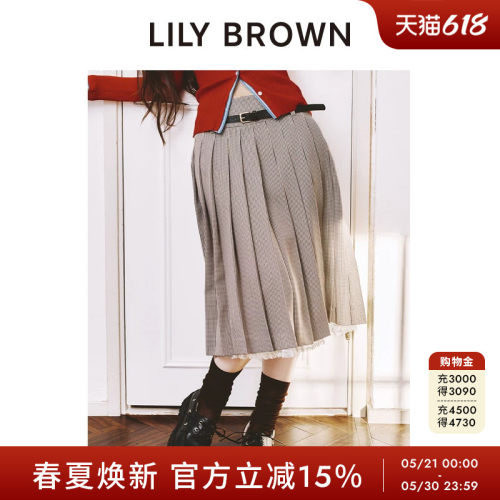 LILYBROWN蕾丝拼接百褶半身裙