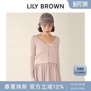 针织开衫 LILY 短款 V领花边袖 上衣LWND261138 BROWN2026春夏新品