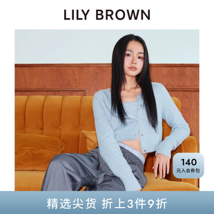 LWND244168 LILY BROWN秋冬款 甜美光泽感圆领短款 针织开衫