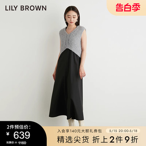 LILY BROWN秋冬款 无袖针织马甲2件套方领连衣裙LWNO234079