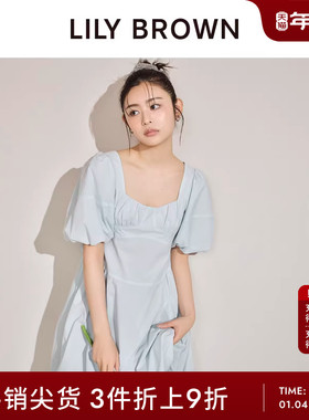 LILY BROWN春夏款可爱方领系带灯笼袖花苞连衣裙LWFO242201