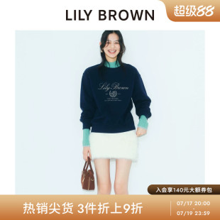 LILY BROWN秋冬款学院风百搭刺绣圆领棉质卫衣LWCT254078