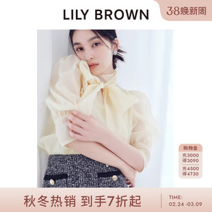 LILY BROWN2025秋冬新品甜美蝴蝶结系带微透雪纺衬衫LWFB254057