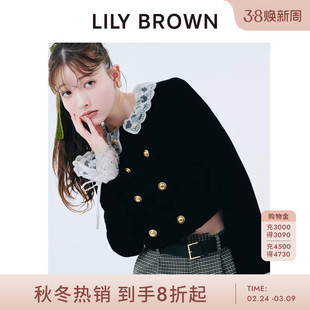 LILY BROWN2025秋冬新品CANDY蕾丝领双排扣丝绒短外套LWFJ254814