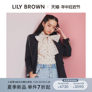 LWFT241069 甜美蝴蝶结透视雪纺上衣衬衫 BROWN2024春夏新品 LILY