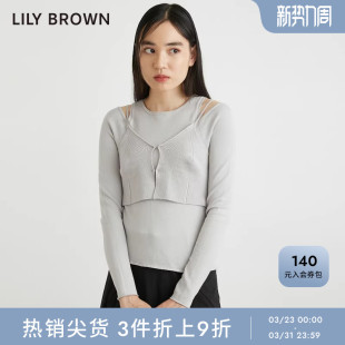 露肩纯色上衣LWNT235064 假两件针织修身 LILY BROWN秋冬款