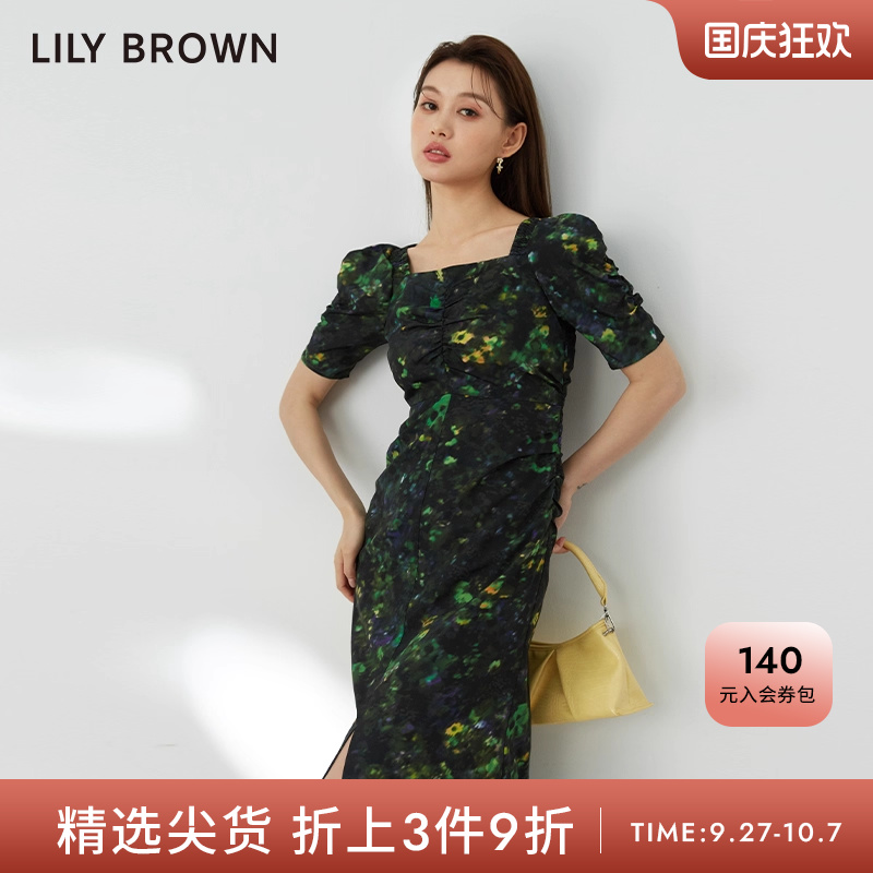 LilyBrown抽象印花连衣裙开叉
