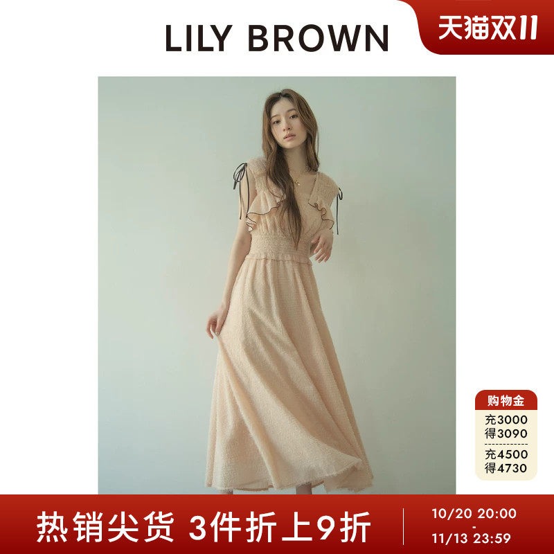 LILY BROWN2026春夏新品流苏荷叶边无袖系带收腰连衣裙LWFO262067