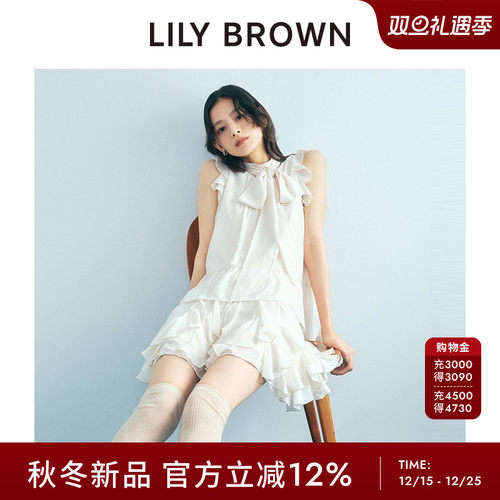 LILYBROWN蝴蝶结衬衫短裙裤套装