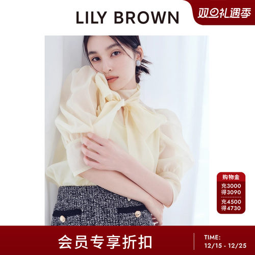 LILYBROWN蝴蝶结系带微透衬衫