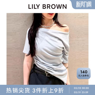 T恤LWCT254024 一字斜领露肩不规则短袖 LILY BROWN秋冬款