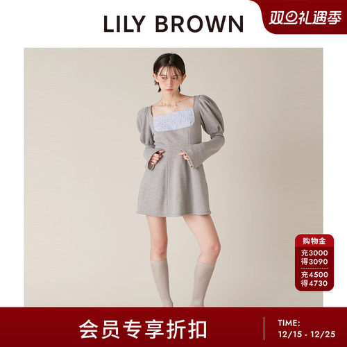 LILYBROWN收腰A字泡泡袖连衣裙