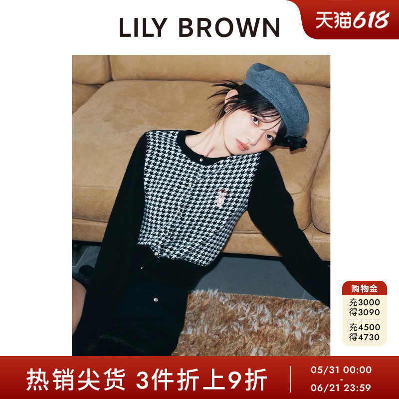 LILY BROWN秋冬款LILY BEAR刺绣针织开衫上衣LWND255039