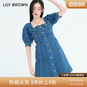 LILY BROWN春夏款 方领露背系带可爱牛仔连衣裙LWFO231208