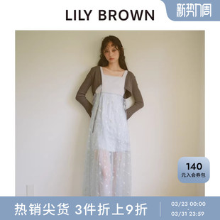 LILY 碎花薄纱拼接系带收腰连衣裙LWFO251806 BROWN春夏款