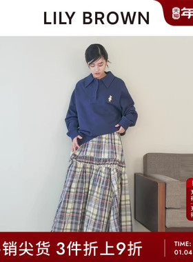 LILY BROWN春夏款 复古格纹高腰褶皱拼接半身裙LWFS251056