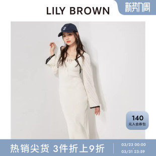 LILY 吊带针织外套露背2件套连衣裙LWNO241062 BROWN春夏款