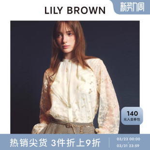 上衣LWFT254812 CANDY圆领蕾丝刺绣衬衫 LILY BROWN秋冬款
