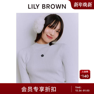 针织衫 LILY QUANT圆领修身 MARY 上衣LWNT255034 BROWN2025秋冬新品