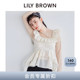 收腰长飘带雪纺上衣LWFT261042 荷叶边飞袖 LILY BROWN2026春夏新品