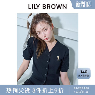 针织开衫 BEAR格纹V领短袖 LWND252082 BROWN春夏款 LILY