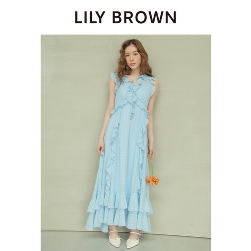 LILYBROWN荷叶边小飞袖连衣裙