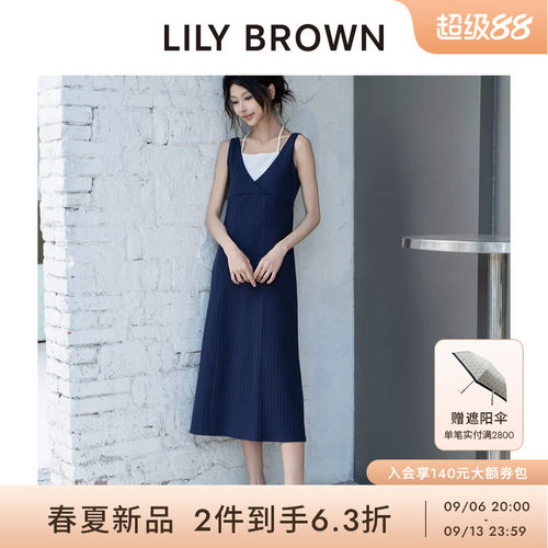 LILYBROWN系带V领无袖连衣裙