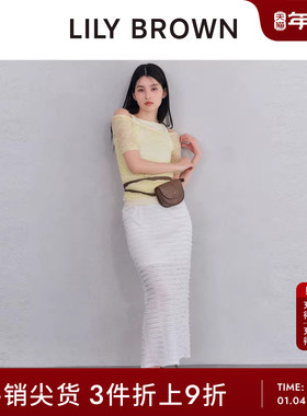 LILY BROWN春夏款简约纯色高腰荷叶边长款半身裙LWCS252092