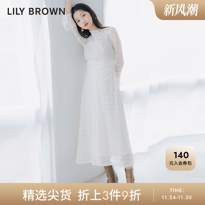 LilyBrown甜美镂空蕾丝连衣裙
